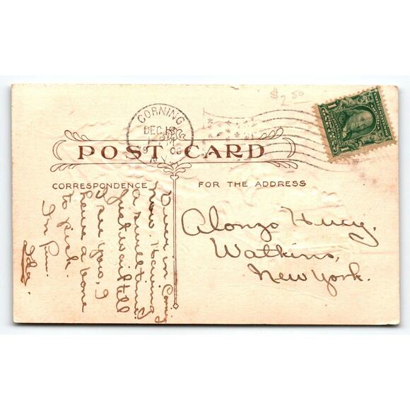 Santa Claus Christmas Postcard Automobile Jalopy Car Driver Saint Nick 1906 - Picture 2 of 2